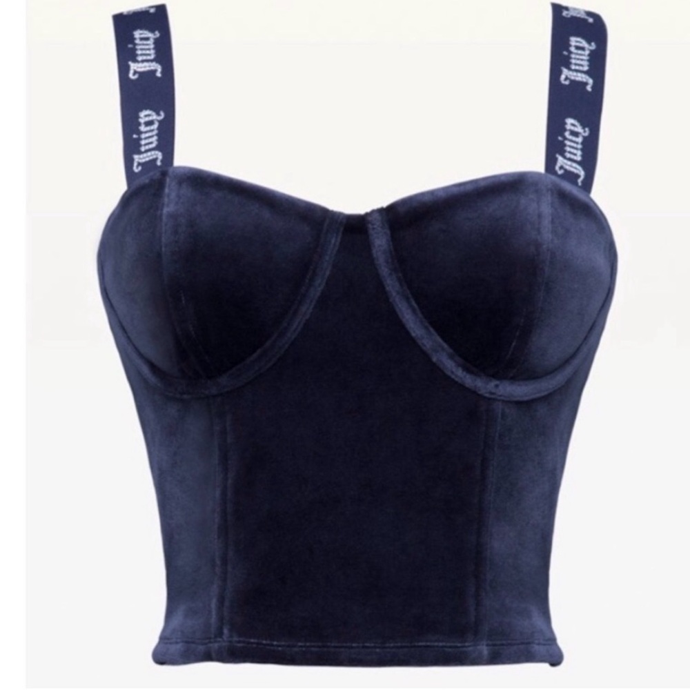 Very rare Juicy Couture black label navy velour corset/bustier tank side zipper
